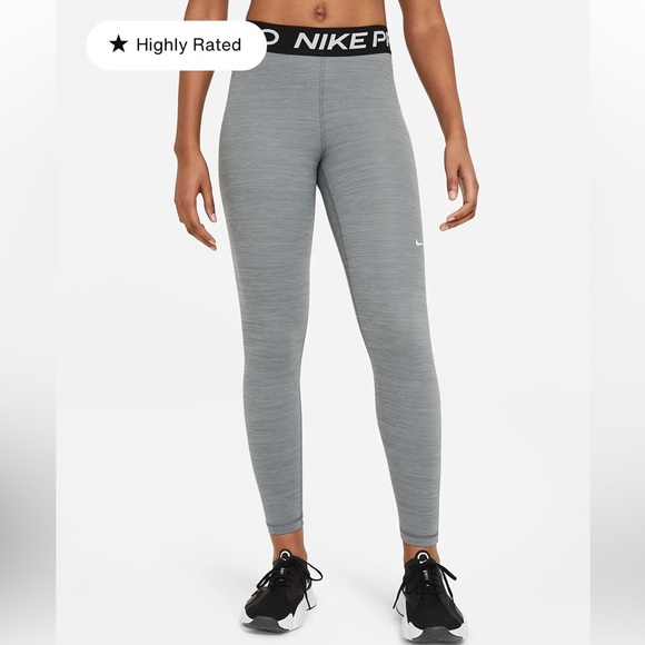 Nike Pro mid rise mesh paneled leggings training ankle length grey fitted Medium - Picture 13 of 15
